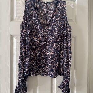 Derek Lam Navy and Pink Floral Blouse Sz 6